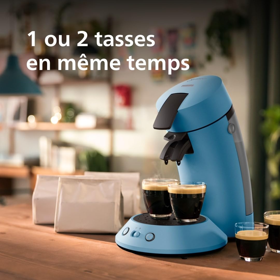 Machine à café à dosettes SENSEO Original Plus CSA210/00 Bleu Paon - Logivra